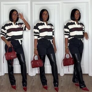 Striped Rugby Pullover with Red Accents